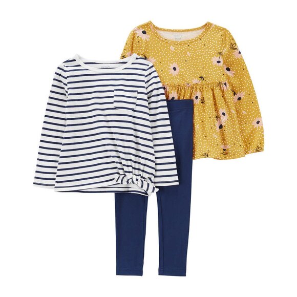 Carters Girls 3- piece Outfit Floral Yellow - Blue - White Size 4T - Picture 1 of 4